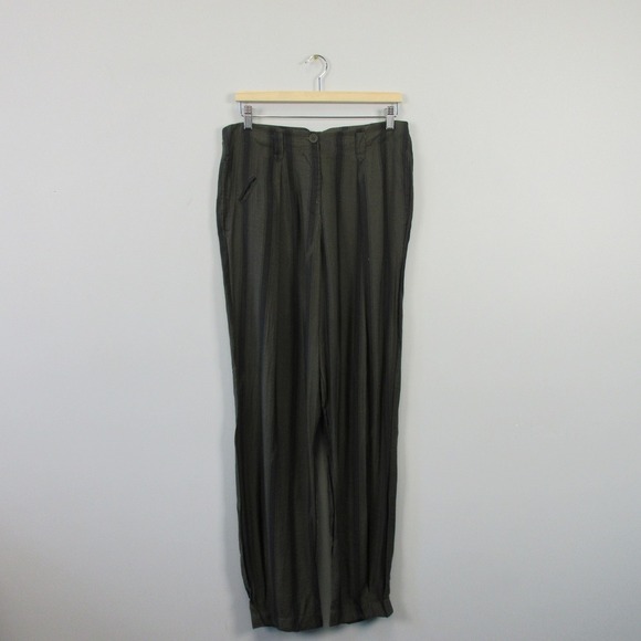 Anthropologie TINY Women's Striped Pants Olive Green Boho Hippie Trousers 260 - Picture 1 of 14